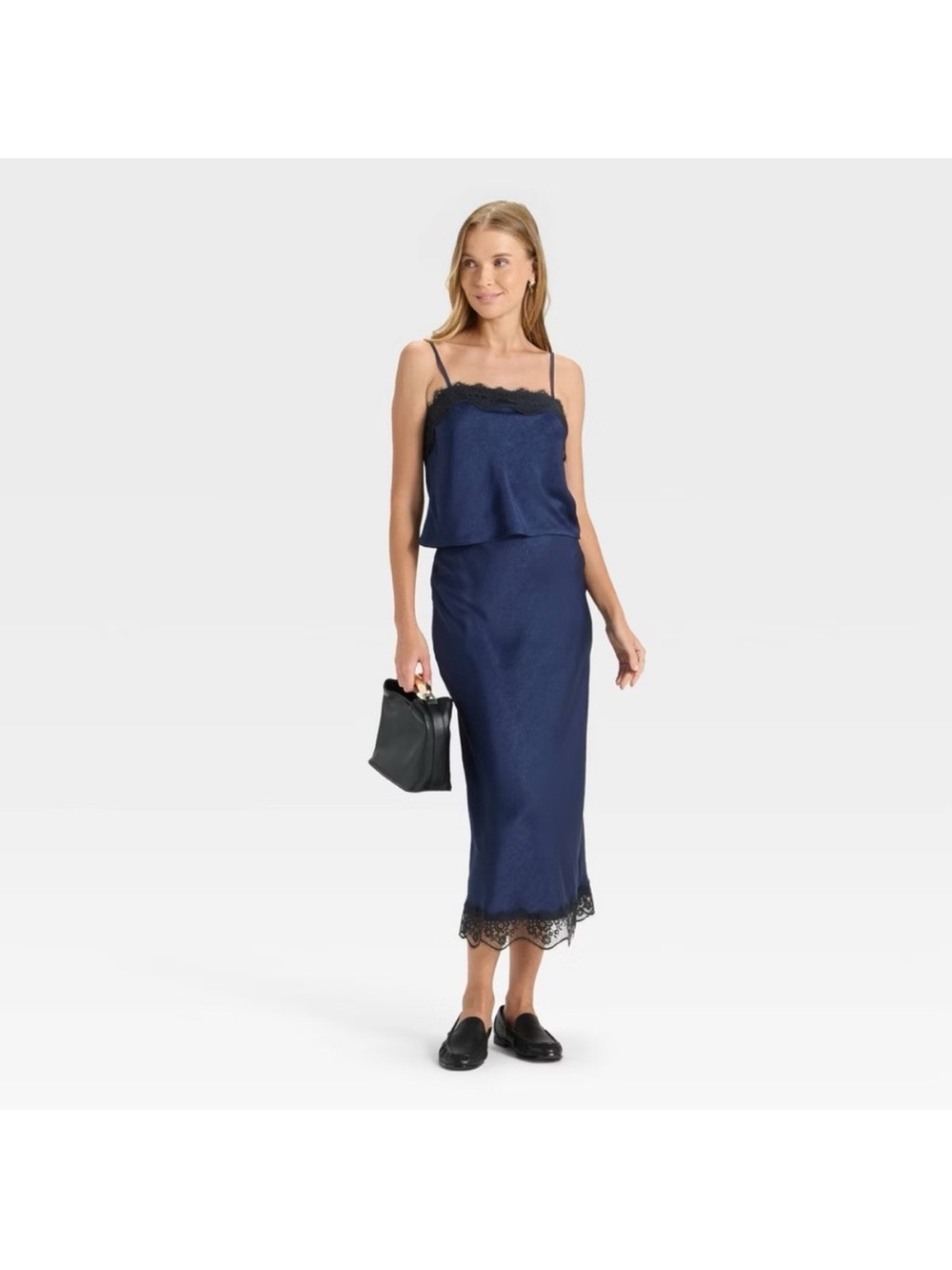 A New Day Satin Lace Cami and Skirt Matching Set